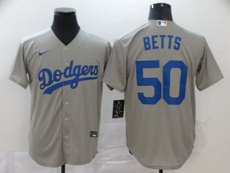 Men Los Angeles Dodgers 50 Betts Grey Nike Game MLB Jerseys